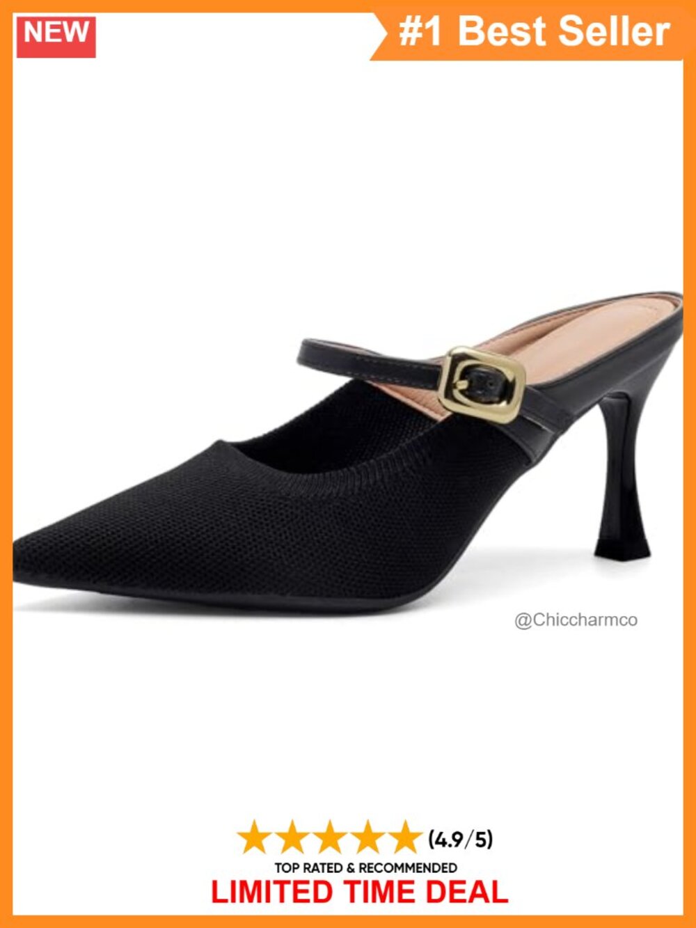 Knit Pointed Closed Toe Kitten Heel Mules